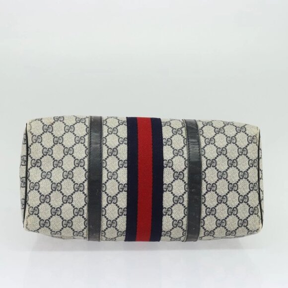 GUCCI GG Supreme Sherry Line Boston Bag PVC Navy Gold 24 012 3842 Auth 133308 - Picture 7 of 16